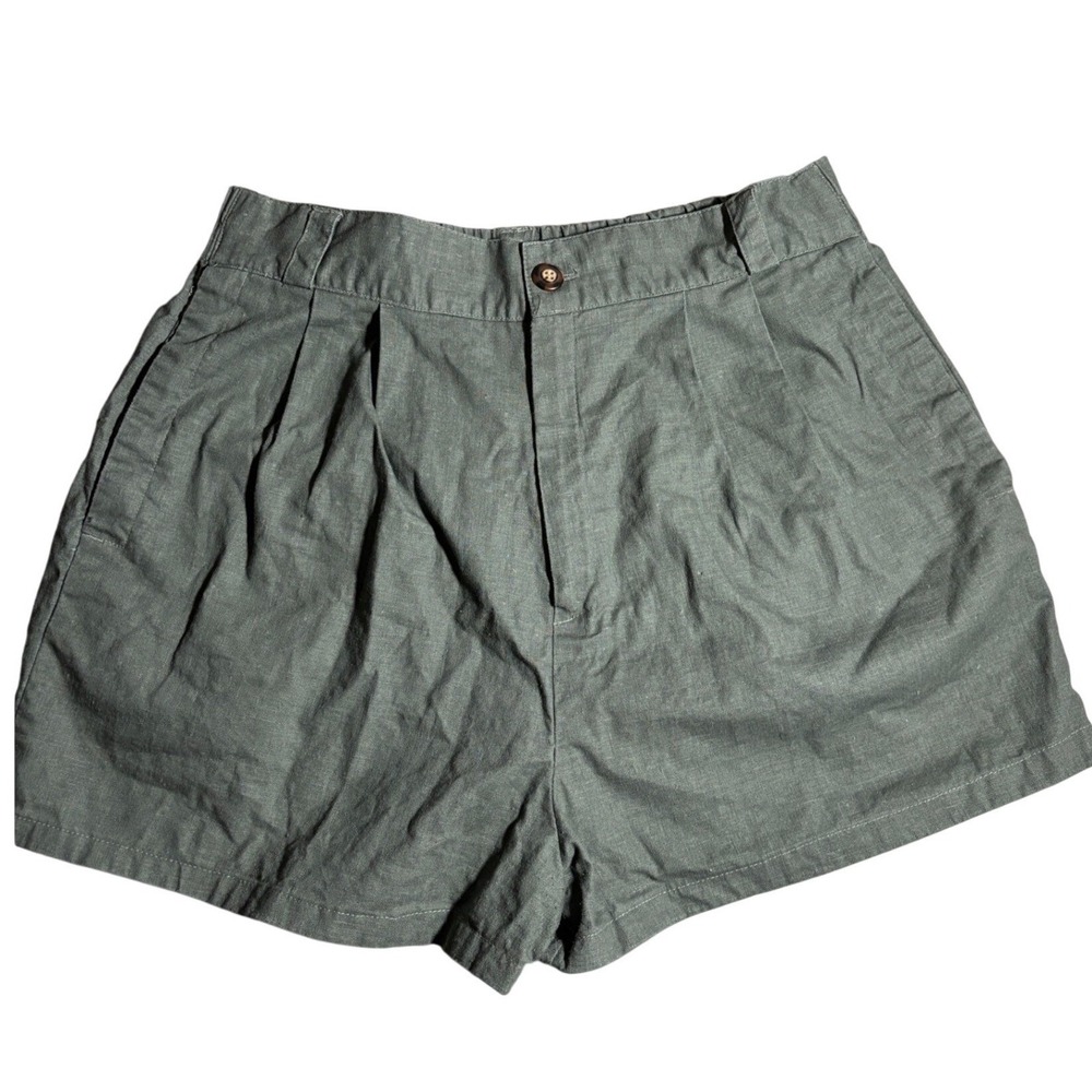 Milano Design Group Womens 14 Linen Blend Pleated High Waist Shorts Beach nature